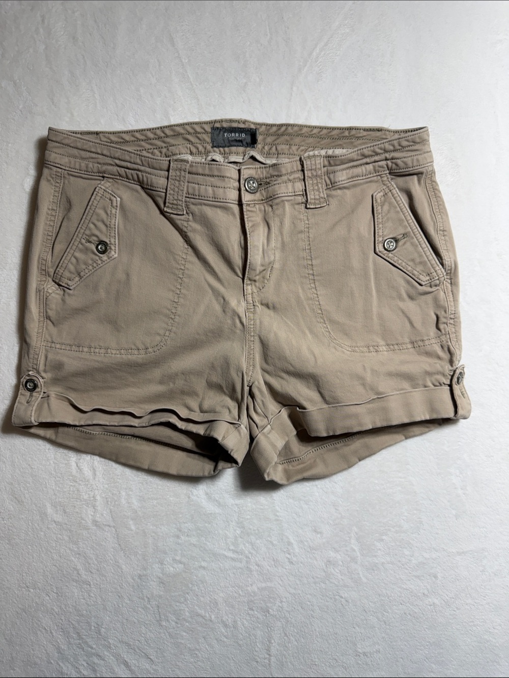 torrid Beige Roll-Cuff Utility Shorts